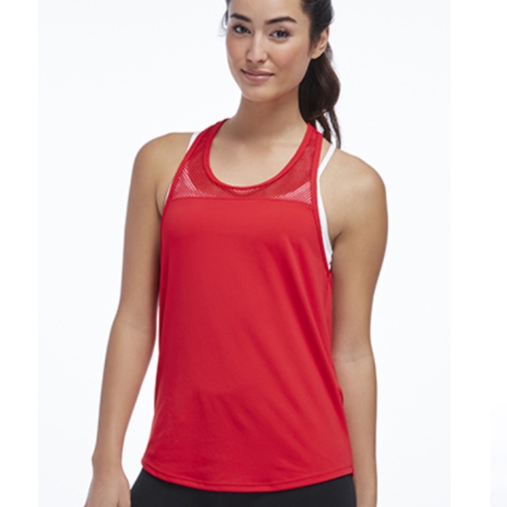 Fabletics red, open back work our tank top
